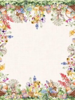 Alternative view of Tovaglia in cotone con stampa digitale conigli, uova pasquali e papere 140x180 cm.