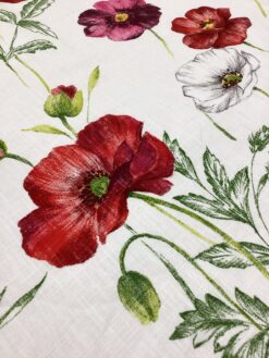 Alternative view of Tessuto in ramiè con disegno Papaveri