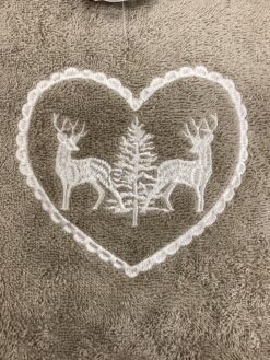 Coppia spugna ricamata con ricamo cuore e renne