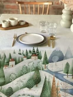 Tessuto antimacchia con abbassamento paesaggio verde smeraldo