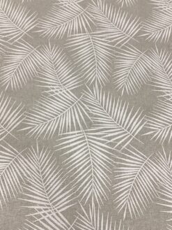 Cotone con foglie bianche su base tortora