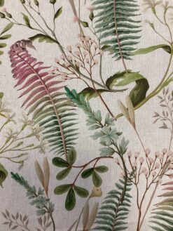 Tessuto misto cotone con motivo botanico foglie di felce