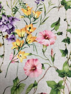 Tessuto antimacchia edera e fiori