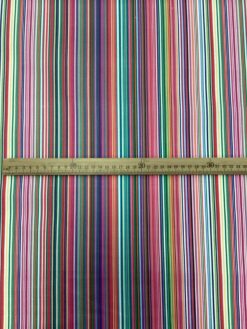 Alternative view of Tessuto resinato righe multicolore