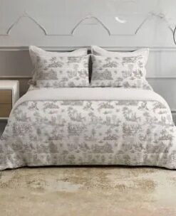 Toile de jouy parure copripiumino matrimoniale variante beige