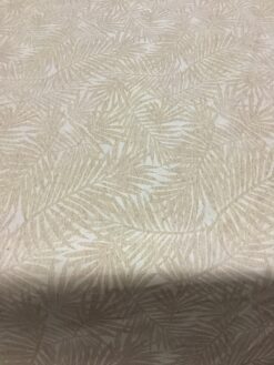 Tessuto resinato foglie avorio e beige