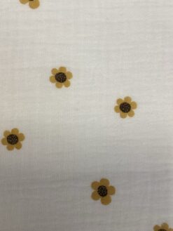 Alternative view of Mussola di cotone con stampa di piccoli fiori colore ocra