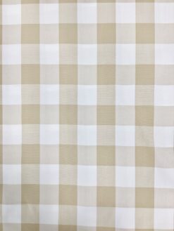 Tessuto misto cotone a quadri beige e bianco