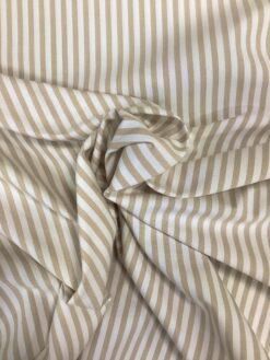 Alternative view of Tessuto misto cotone a righe sottili beige e bianco